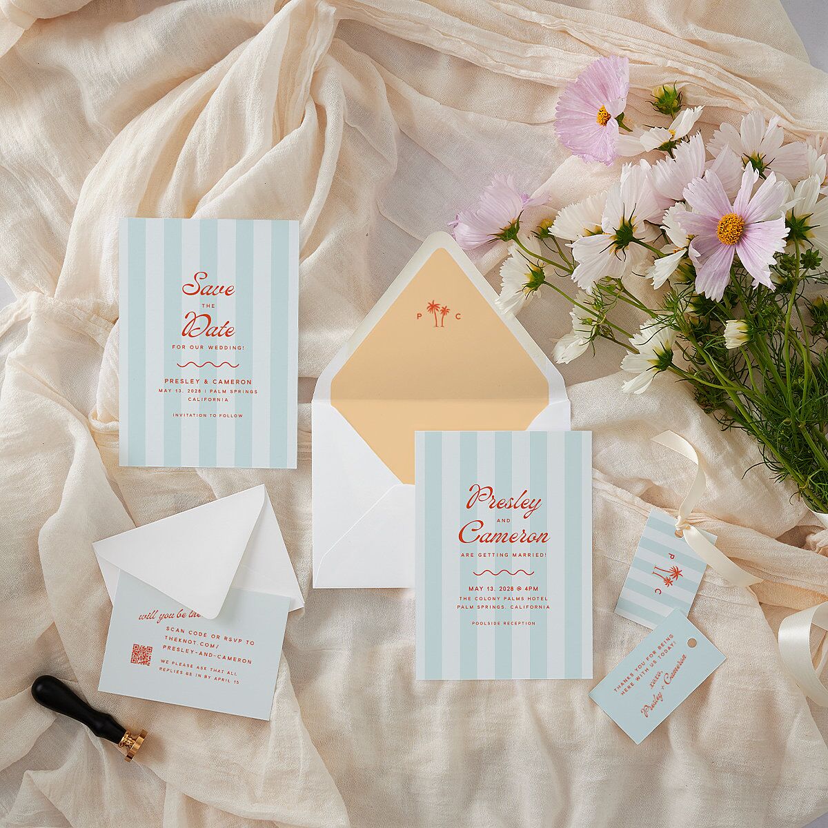 Cabana Stripes Euro Envelope Liners Pastel Blue Luxe
