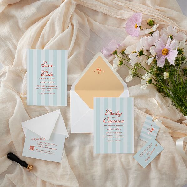 Cabana Stripes Euro Envelope Liners Pastel Blue Luxe