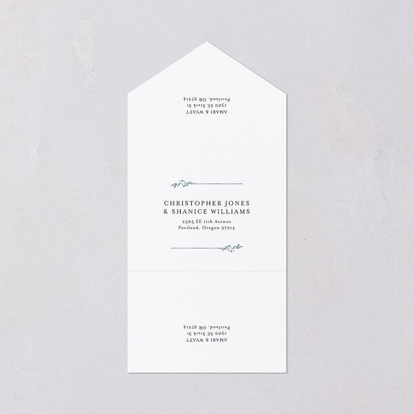 Rustic Branch Frame All-in-One Wedding Invitations Navy Signature Light Both Recipient and Return Addresses No