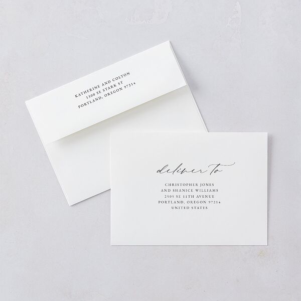 Romantic Announcement Save the Date Cards Midnight Navy Gold Signature smooth Blank No Standard