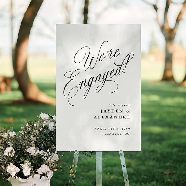 Elegant Engagement Party Calligraphy Standard Welcome Sign Large Champagne Standard Indoor Foam Core L Welcome