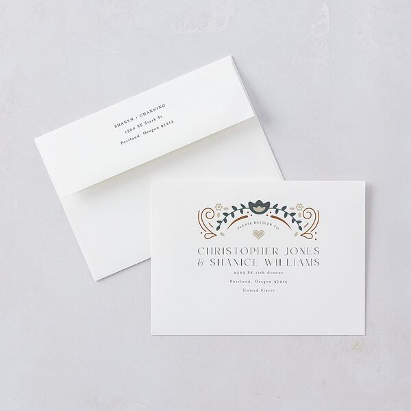 Nordic Folk Wedding Invitations Latte Signature Blank No Standard