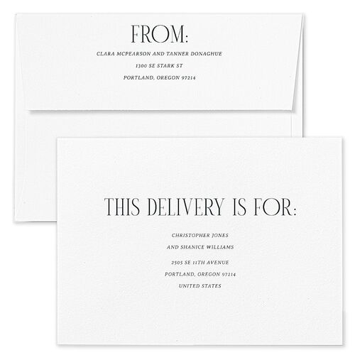 Ornate Garden Save The Date Card Envelopes White Emerald Both Recipient and Return Addresses Signature Standard