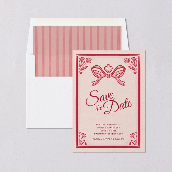 Vintage Heart Locket Save the Date Cards Crimson Signature smooth Blank No Rounded