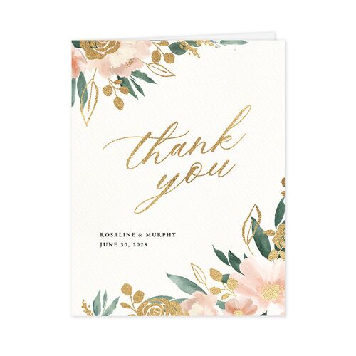 Exquisite Garden Thank You Cards Gold Blossom