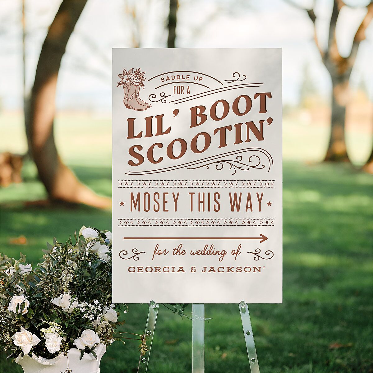 Western I Do BBQ Standard Direction Sign Large Saddle Standard Indoor Foam Core L Direction
