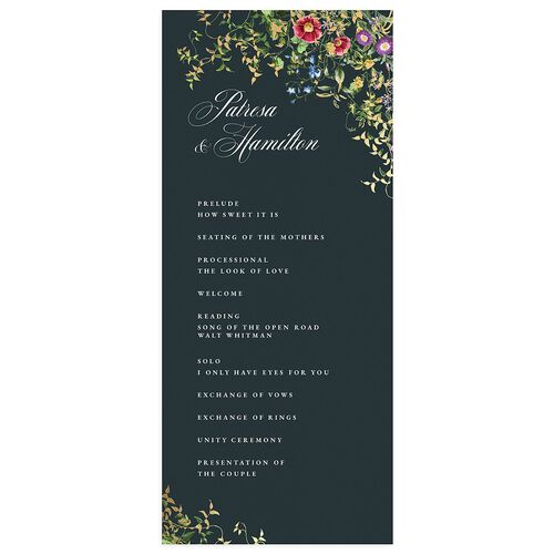 Opulent Garden Foil Wedding Programs Gold Dark Emerald Signature