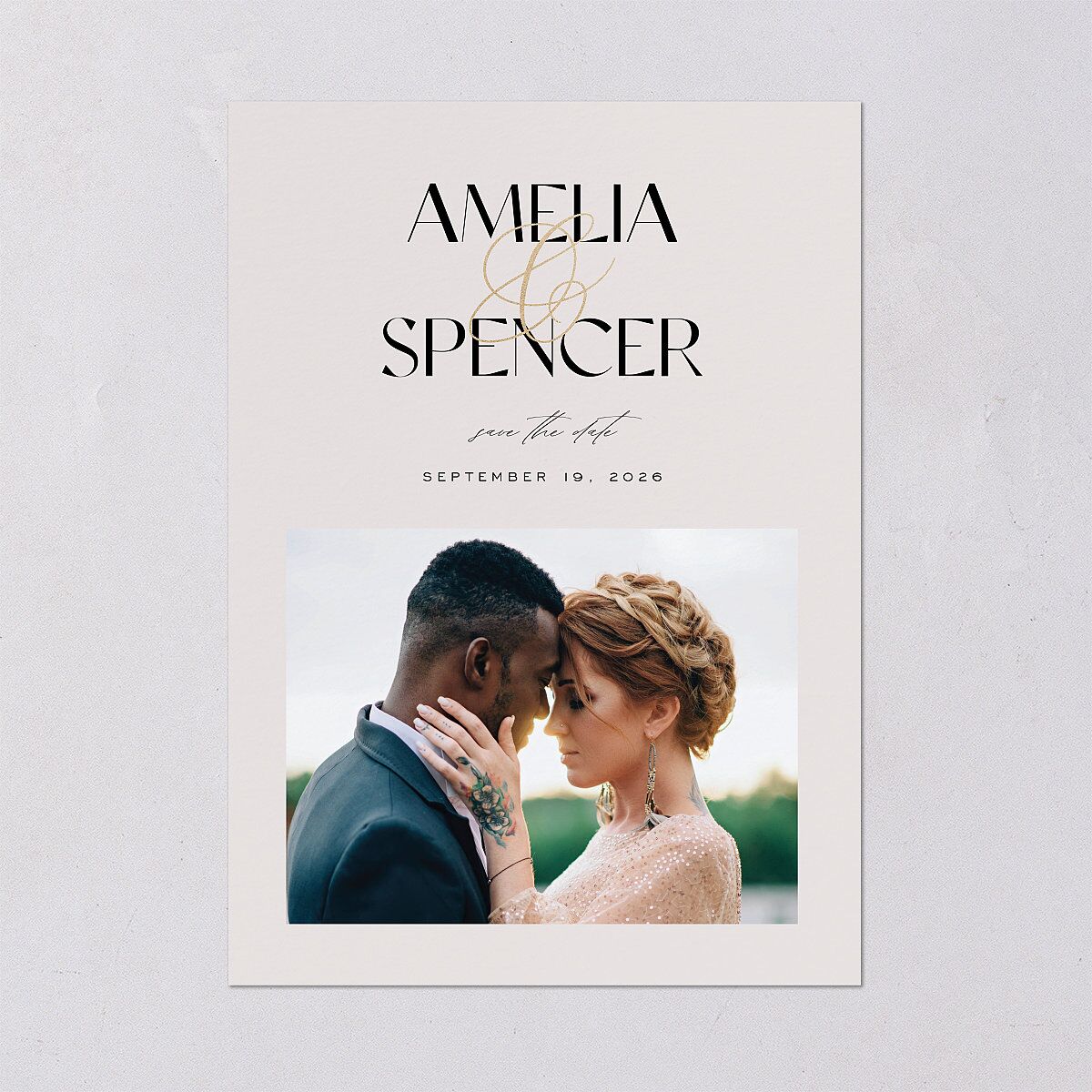 Together Save The Date Cards Gold Mist Signature smooth Blank No