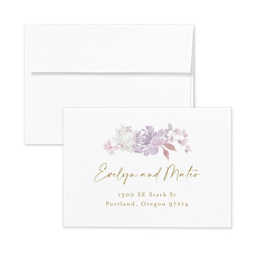 Hydrangea Garden Wedding Response Card Standard Envelopes White Purple Petal Return Address Signature Standard