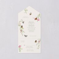 Rustic Butterflies All-in-One Wedding Invitations Scottish Green Signature Light Both Recipient and Return Addresses No