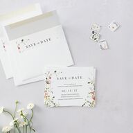 Delicate Wildflower Save the Date Petite Cards Peach Pink Signature smooth Blank No Standard