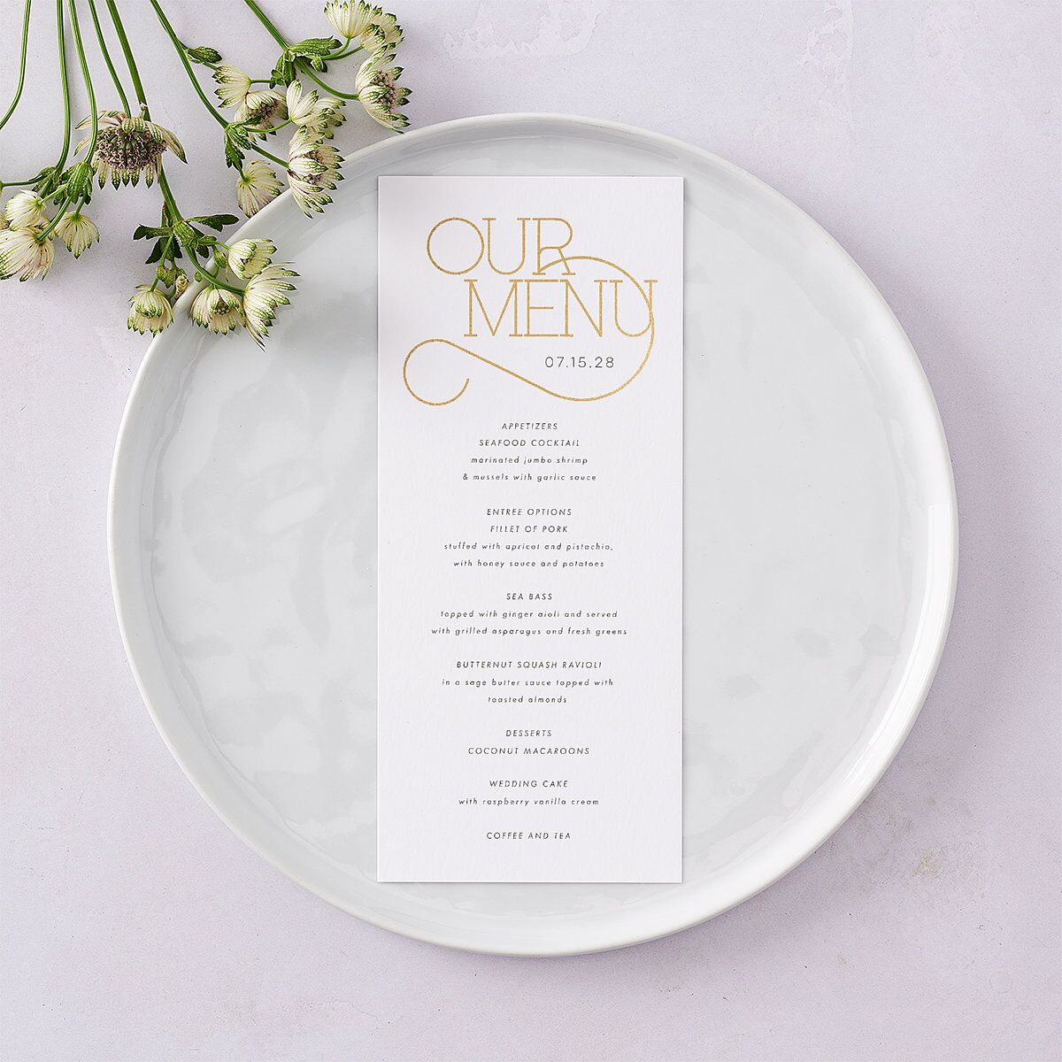 Ornate Love Song Menus Gold Hunter Green Signature