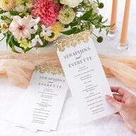 Elegant Damask Wedding Programs Gold Pure White Signature