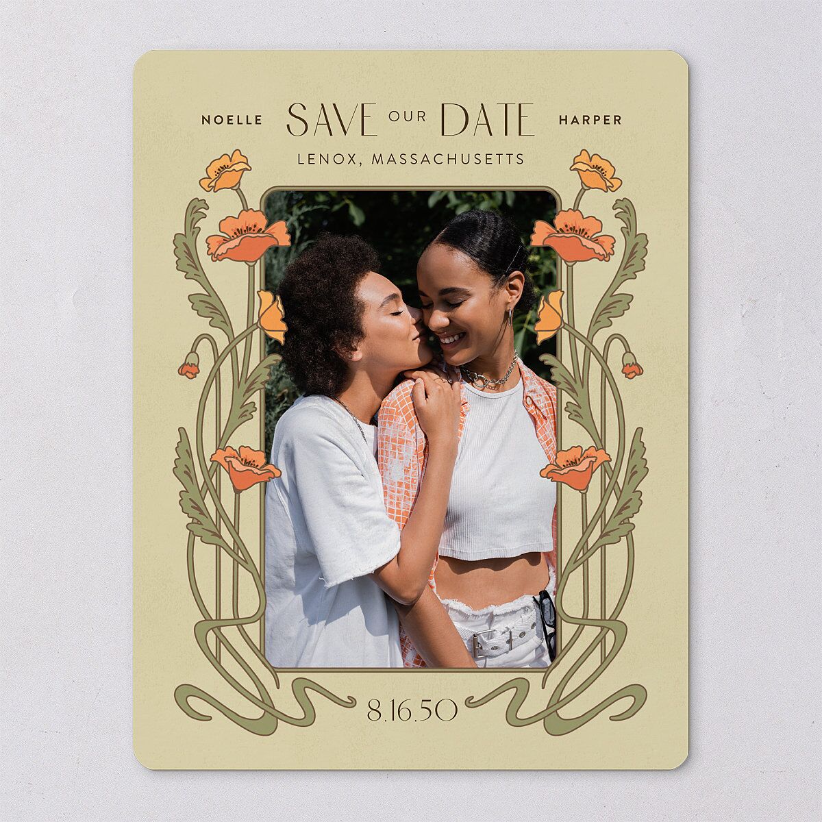 Vintage Nouveau Save The Date Magnets — view 7