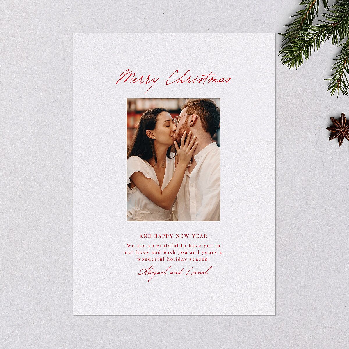 Ballpoint Holiday Holiday Cards Ruby Signature Blank Standard Portrait
