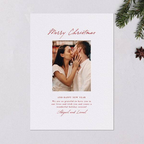 Ballpoint Holiday Holiday Cards Ruby Signature Blank Standard Portrait