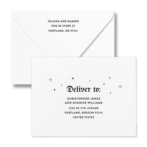 Moody Gothic Rose Save the Date Magnet Euro Envelopes Midnight White Both Recipient and Return Addresses Luxe Signature