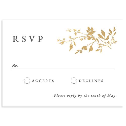 Timeless Floral Foil Wedding Response Cards Gold Amethyst Signature
