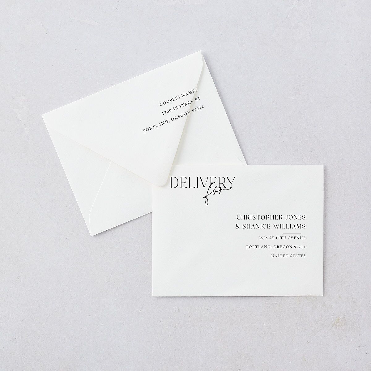 Nothing Fancy Thank You Card Euro Envelopes White Luxe Pure White Both Recipient and Return Addresses
