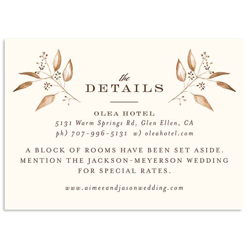 Lush Greenery Wedding Event Detail Cards Sepia Signature Standard