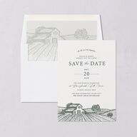Country Farm Save The Date Cards Hunter Green Signature smooth Blank No