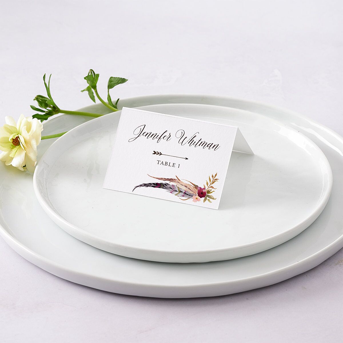 Bohemian Floral Place Cards Raspberry Signature