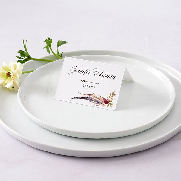 Bohemian Floral Place Cards Raspberry Signature