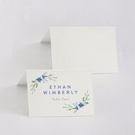 Watercolor Crest Place Cards Cornflower Signature