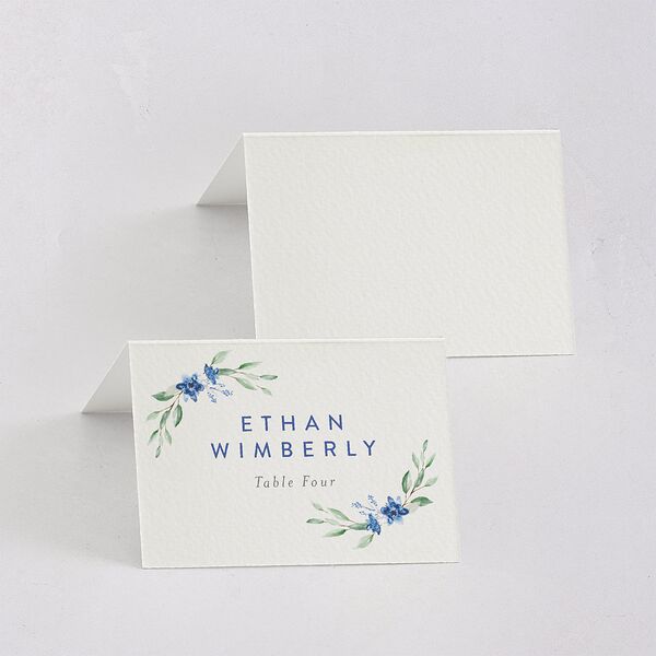 Watercolor Crest Place Cards Cornflower Signature