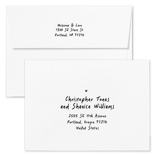 Hand Drawn Photo Strip Save The Date Card Envelopes White Pure White Both Recipient and Return Addresses Signature Standard