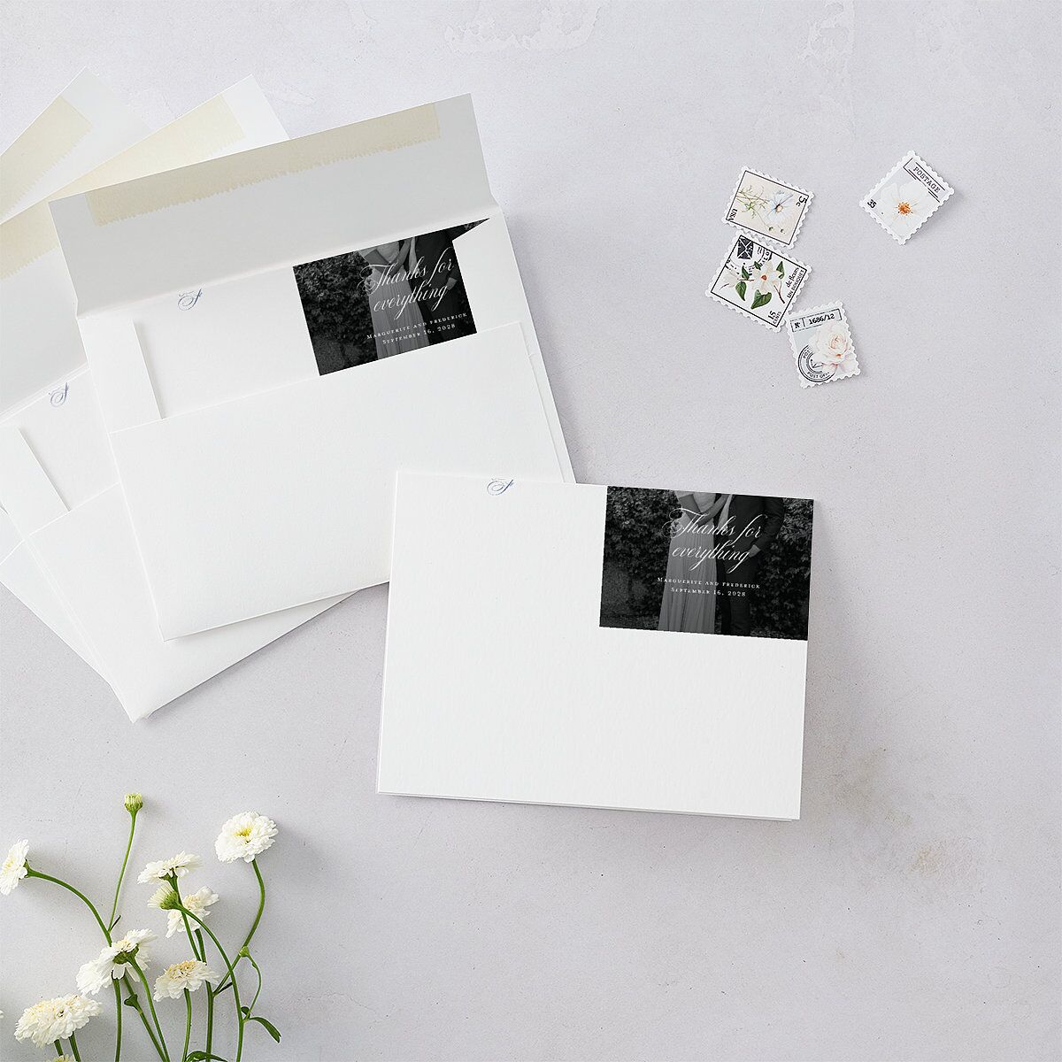 Elegant Rose Crest Thank You Cards — view 2