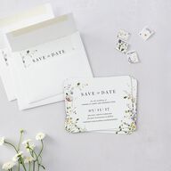 Delicate Wildflower Save The Date Magnets Pure White Magnet Paper