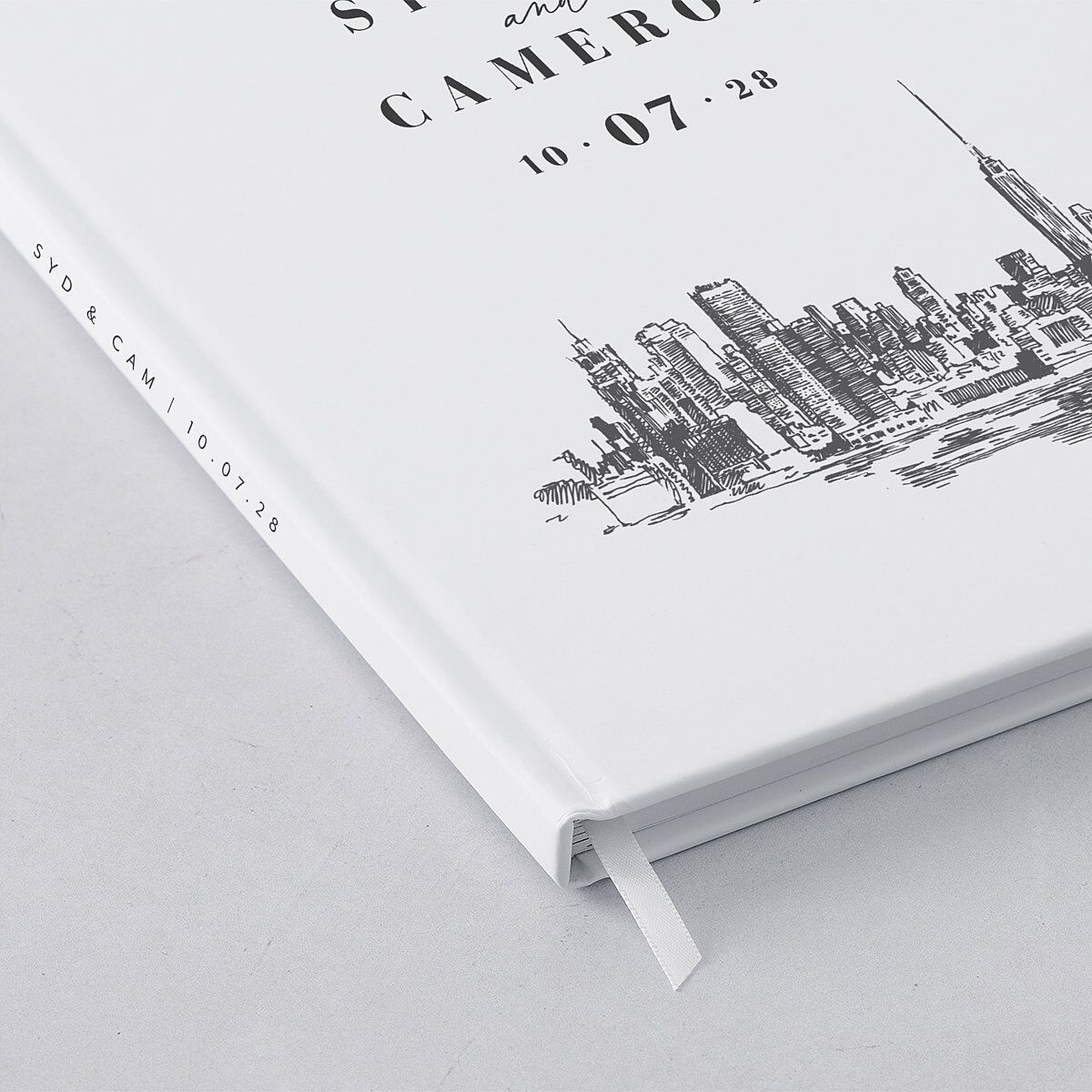 Love in NYC Wedding Guest Book Medieval Grey