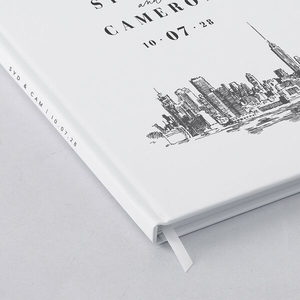 Love in NYC Wedding Guest Book Medieval Grey