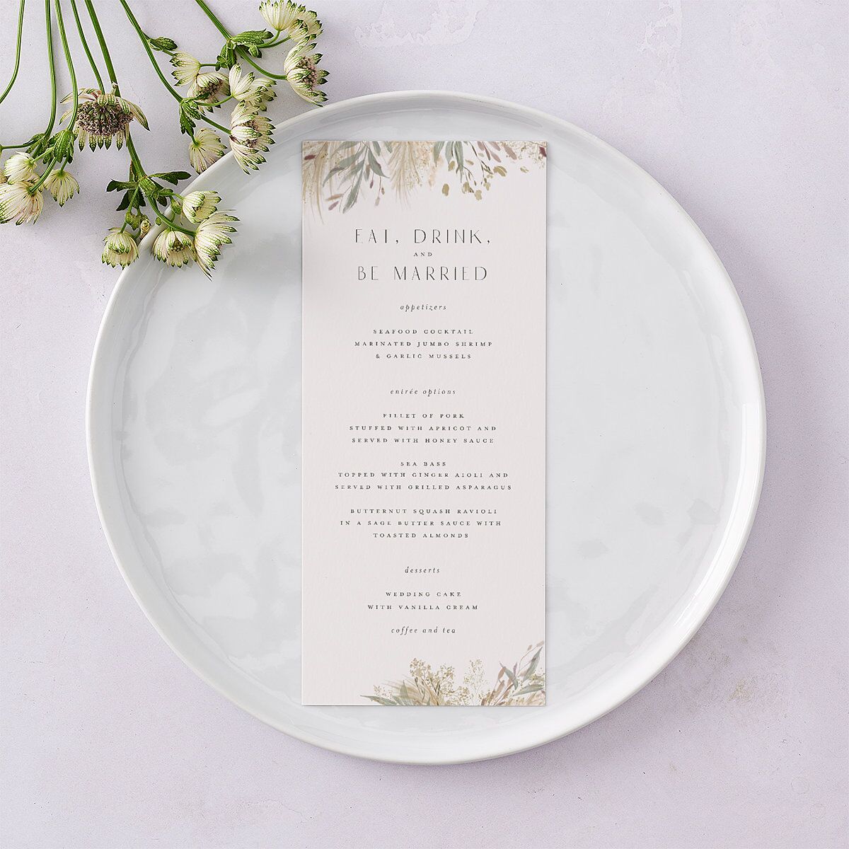Ethereal Pampas Menus Gold Thyme Signature