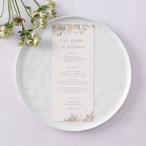 Ethereal Pampas Menus Gold Thyme Signature