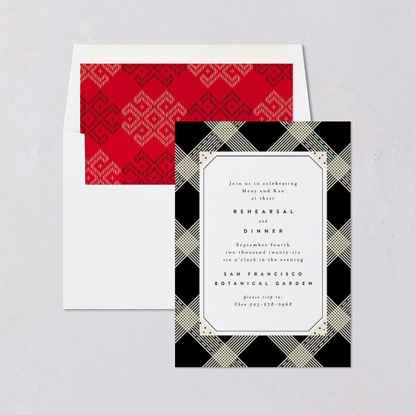 Mien Embroidery Rehearsal Dinner Invitations Midnight Signature Blank
