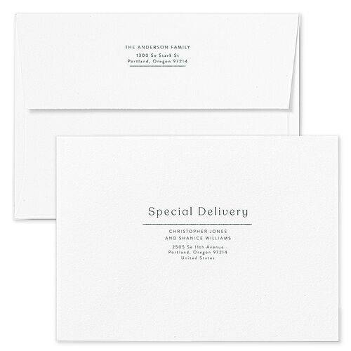 Sparkling Plaid Holiday Card Envelopes White Dark Green Both Recipient and Return Addresses Standard Signature