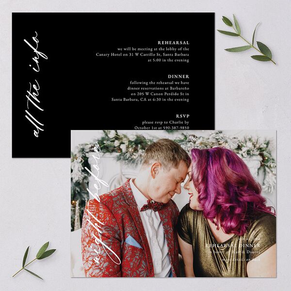 Vertical Names Rehearsal Dinner Invitations Licorice Signature Blank