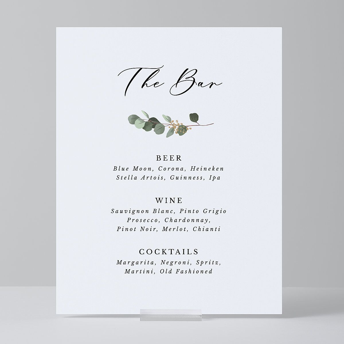 Eucalyptus Frame Standard Tabletop Sign Small Pure White Standard Indoor Foam Core S Tabletop Table