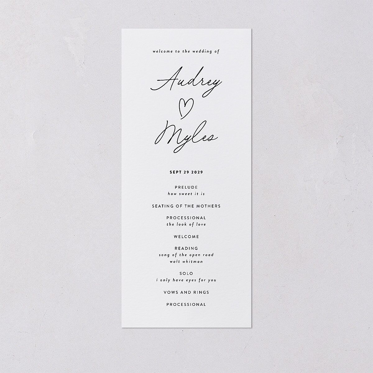 Elegant Heart Wedding Programs Pure White Signature