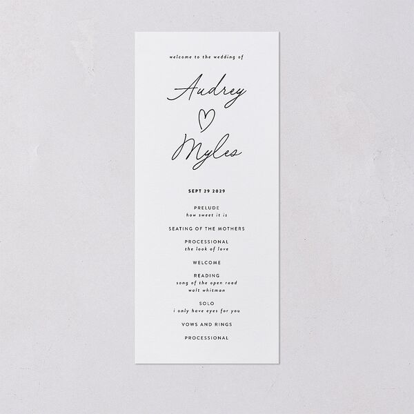 Elegant Heart Wedding Programs Pure White Signature