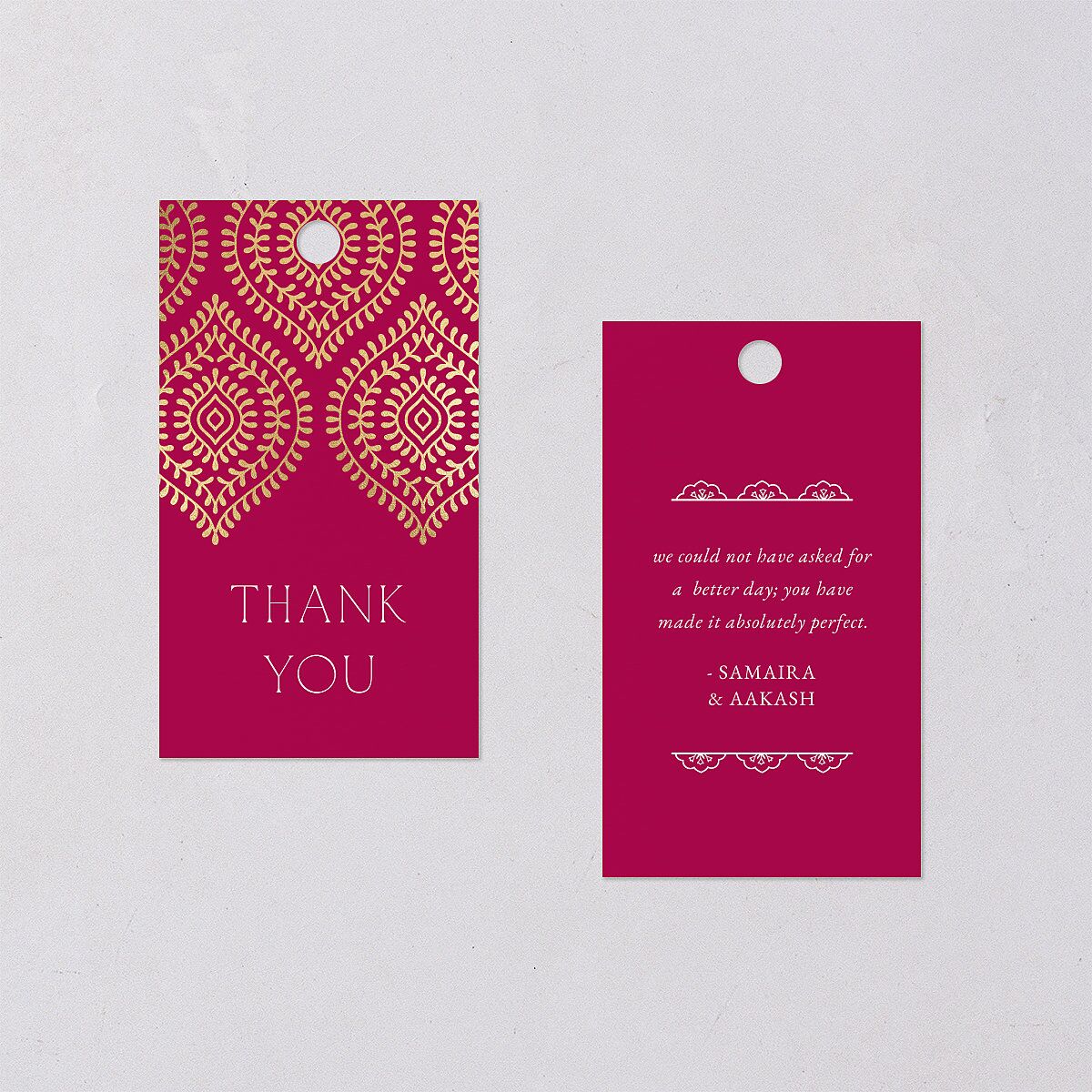 Gilded Lehenga Favor Gift Tags Gold Raspberry Signature