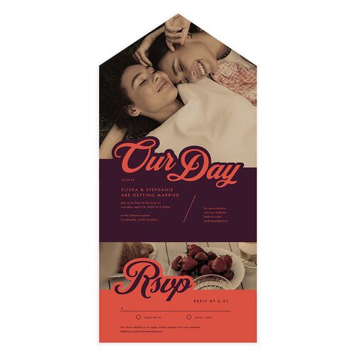 Our Day All-in-One Wedding Invitations Bordeaux Signature Light Both Recipient and Return Addresses No