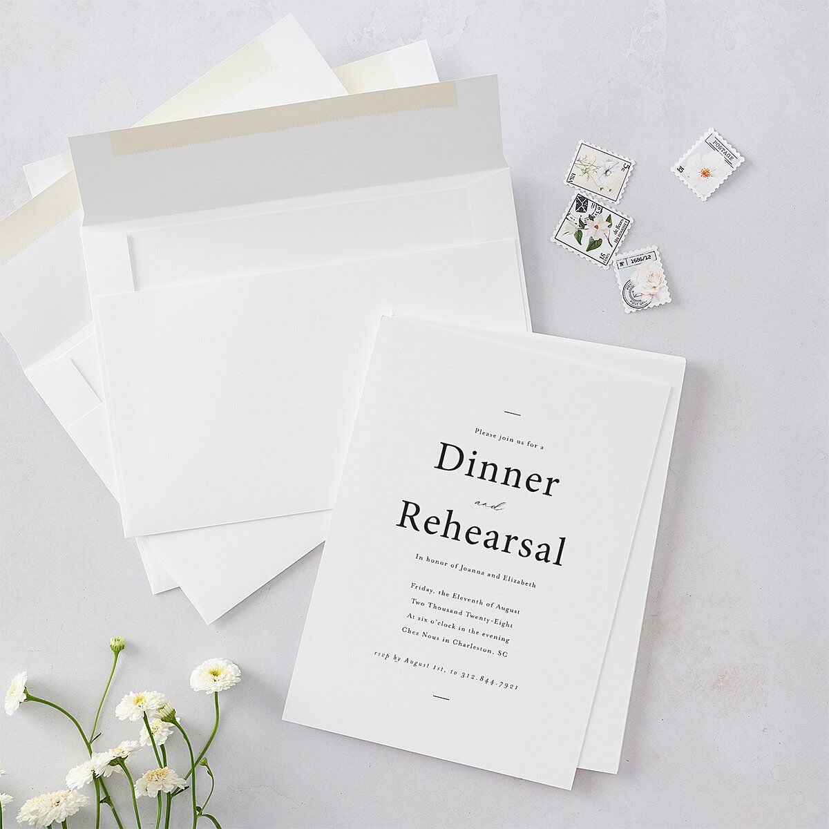 Refined Rehearsal Dinner Invitations Pure White Signature Blank