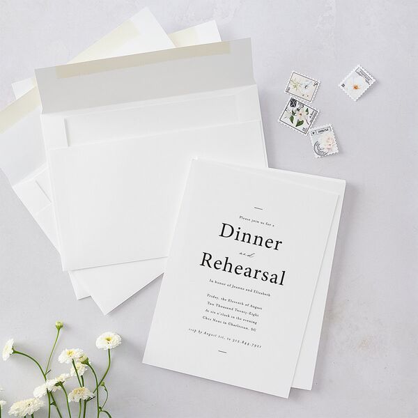 Refined Rehearsal Dinner Invitations Pure White Signature Blank