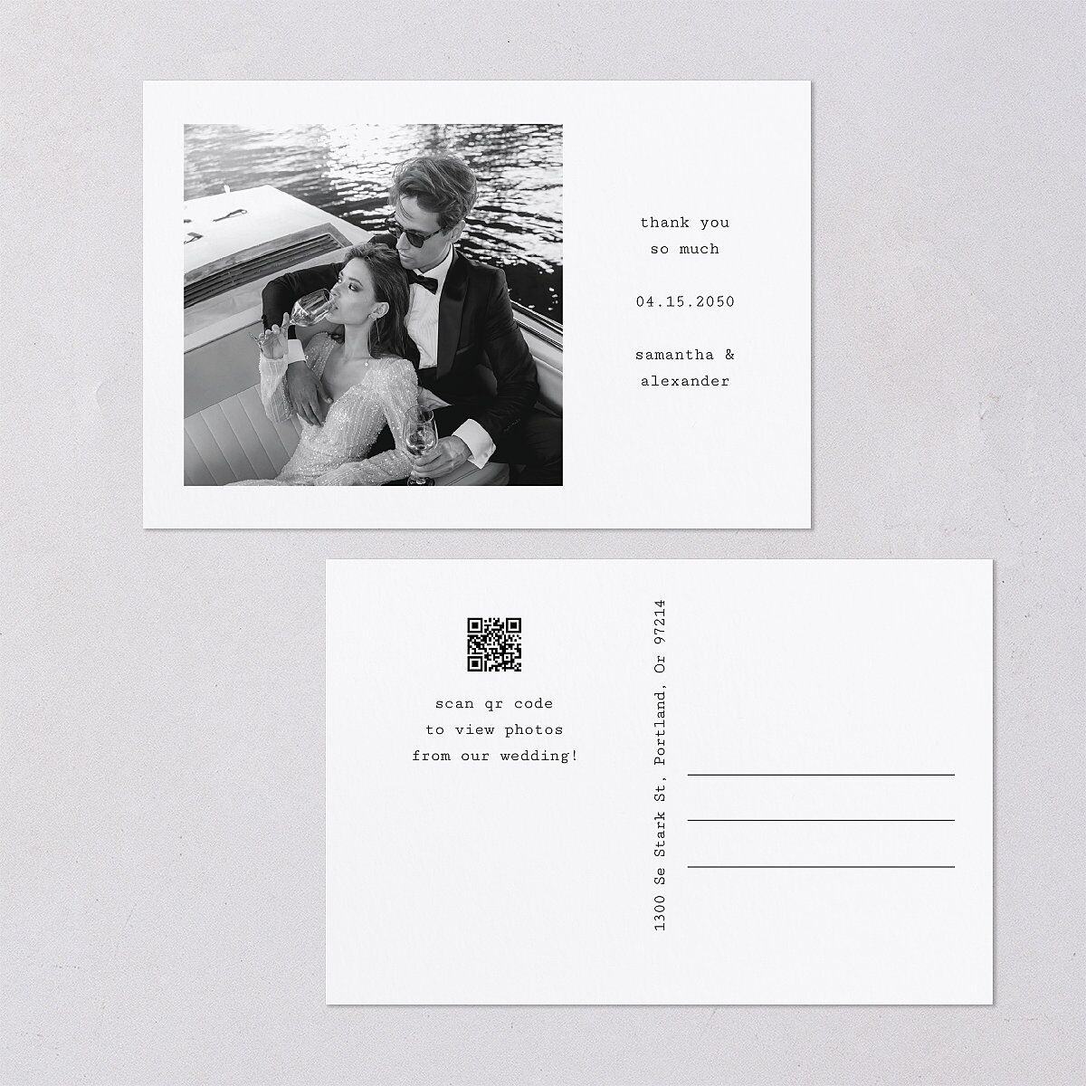 Elegant Sign Off Thank You Postcards Pure White