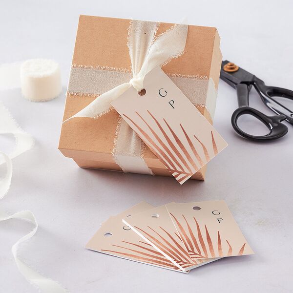 Lavish Palm Favor Gift Tags Rose Gold Deep Lake Signature