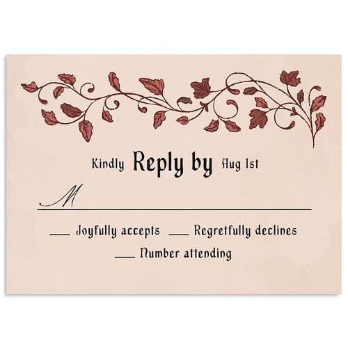 Vintage Fantasy Vines Wedding Response Cards Licorice Signature Standard