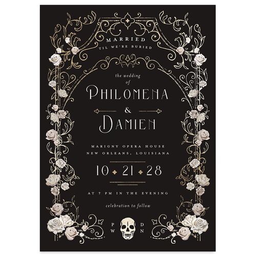 Gothic Gate Foil Wedding Invitations Gold Fog Signature Blank No Standard